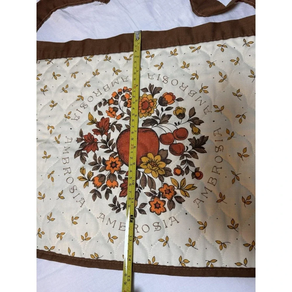 Vintage Half Apron Retro Ambrosia Apple Floral CSC 1979 Homesteading Ties
